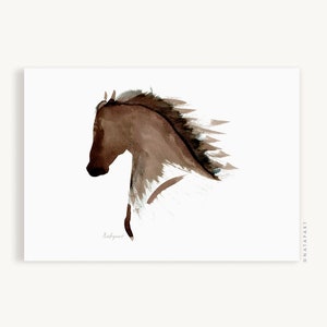 Cherokee Pferde Karte, Pferd Postkarte, Pferd Aquarell Kunst, Pferd flache Karte, minimalist Stationery Pferd Postkarte Karte A6, Pferdeliebhaber Karte