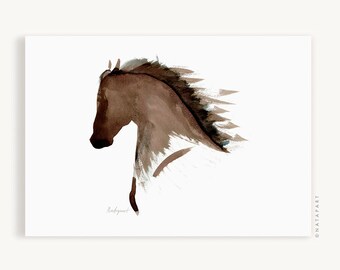 Carta del cavallo Cherokee, cartolina del cavallo, arte dell'acquerello del cavallo, carta piatta del cavallo, Minimalist Stationery horse Postcard Card A6, carta amante del cavallo