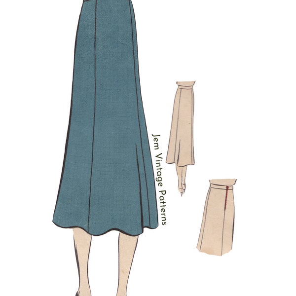 1930s skirt - vintage sewing pattern - 30s - panel skirt - pdf digital download