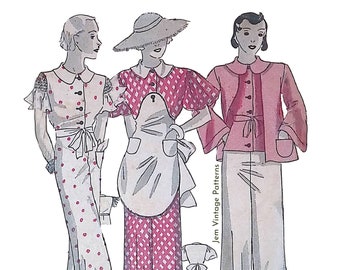 1933s lounge pyjamas - vintage sewing pattern - 30s - 1930s - pdf digital download - beach pyjamas - loungewear - pajamas