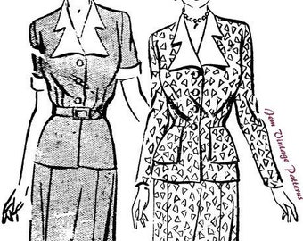 1940s/1950s two-way skirt suit - vintage sewing pattern - 40s - 50s - pdf sewing pattern - jacket and skirt - plus size