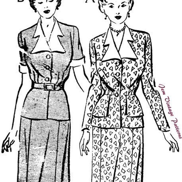 1940s/1950s two-way skirt suit - vintage sewing pattern - 40s - 50s - pdf sewing pattern - jacket and skirt - plus size