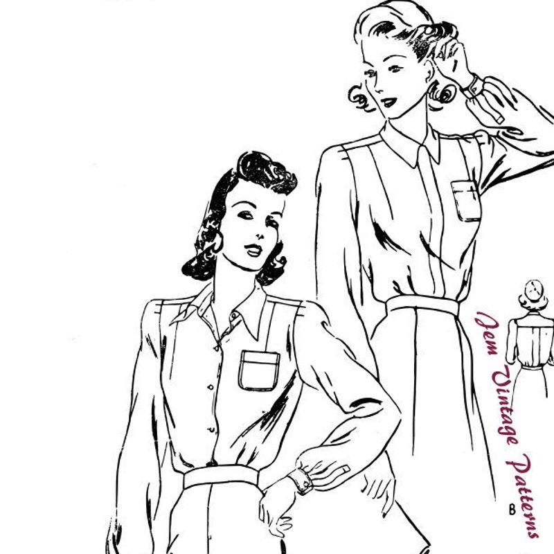 1940s Blouse Pattern Etsy