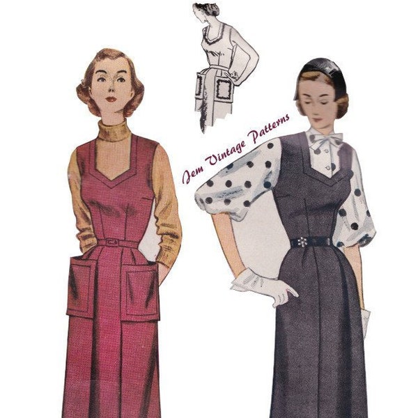 1950s jumper dress and blouse - vintage sewing pattern - 50s - early 1950s - pdf digital download