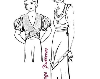 1932 dress and coatee - vintage sewing pattern - 30s - 1930s - pdf sewing pattern - deco - bias gown