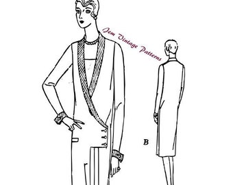 1920s frock with crossover and pleats - vintage sewing pattern - 20s - pdf sewing pattern - deco - flapper