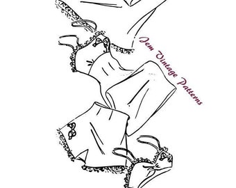 Vintage lingerie set - vintage sewing pattern - 1930s - 1940s - pdf digital download - 30s - 40s - tap pants - slip dress - brassiere