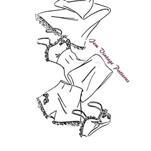 Conjunto de lencería vintage - patrón de costura vintage - 1930s - 1940s - descarga digital pdf - 30s - 40s - pantalones de grifo - vestido lencero - sujetador