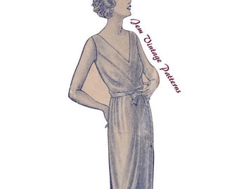 1930s nightdress - vintage sewing pattern - 30s - pdf digital download - nightwear - sleepwear - casual vintage - slip dress