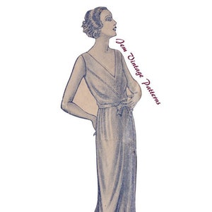 1930s nightdress - vintage sewing pattern - 30s - pdf digital download - nightwear - sleepwear - casual vintage - slip dress