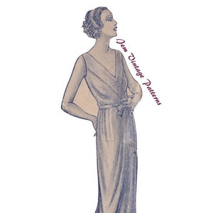 1930s nightdress vintage sewing pattern 30s pdf digital download nightwear sleepwear casual vintage slip dress image 1