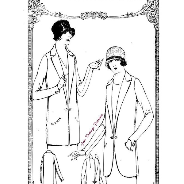 1924 coat - vintage sewing pattern - 1920s - 20s - pdf digital download - ladies suit coat - vintage coat - vintage outerwear