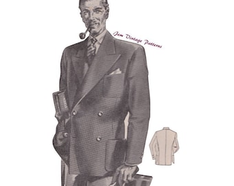 1940s Schnittmuster für einen zweireihigen Blazer- Vintage Herrenmode (PDF-Pattern)