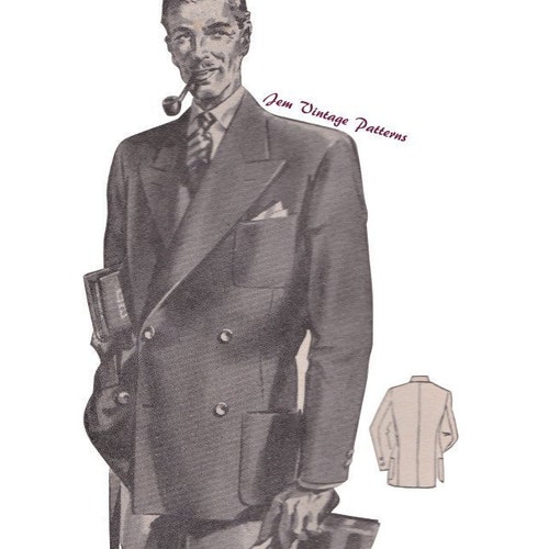 1940s Man's Blazer Vintage Sewing Pattern 40s Pdf - Etsy
