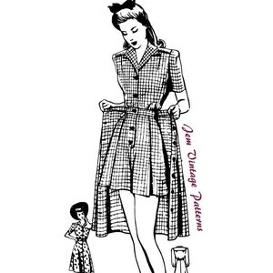 1940s beachwear set - vintage sewing pattern - 40s - pdf digital download - playsuit - summer
