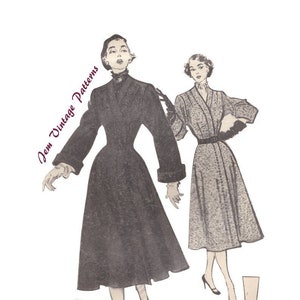 Manteau ajusté des années 1950 - motif de couture vintage - années 50 - motif de couture pdf - manteau pleine longueur - manteau swing