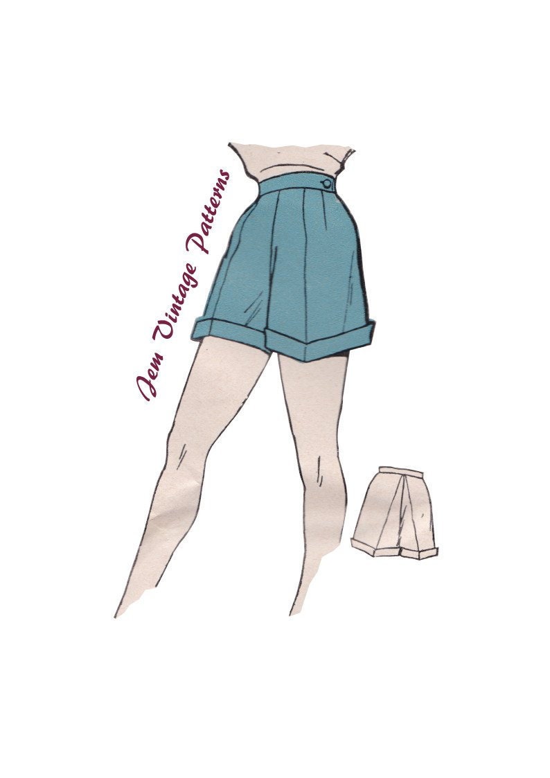 1954 shorts vintage sewing pattern 1950s 50s pdf digital download sportswear summer image 1