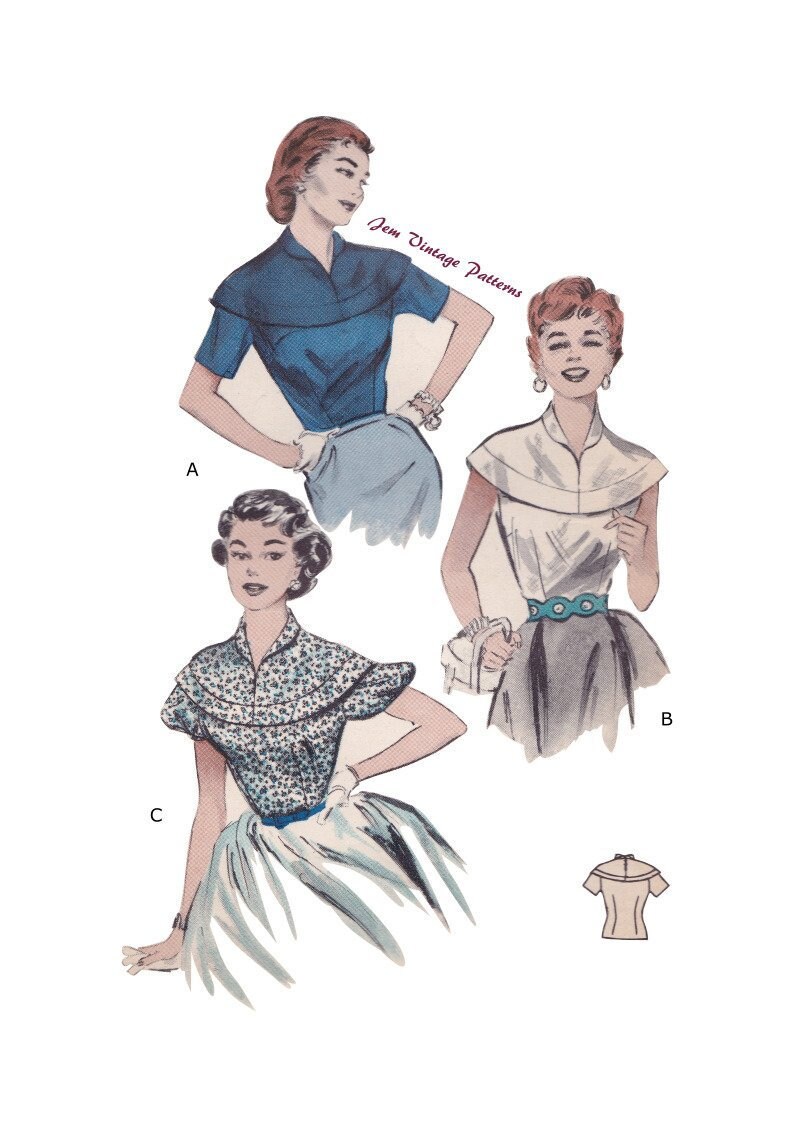 1954 Yoke Blouse - Vintage Sewing Pattern - 1950s - 50s