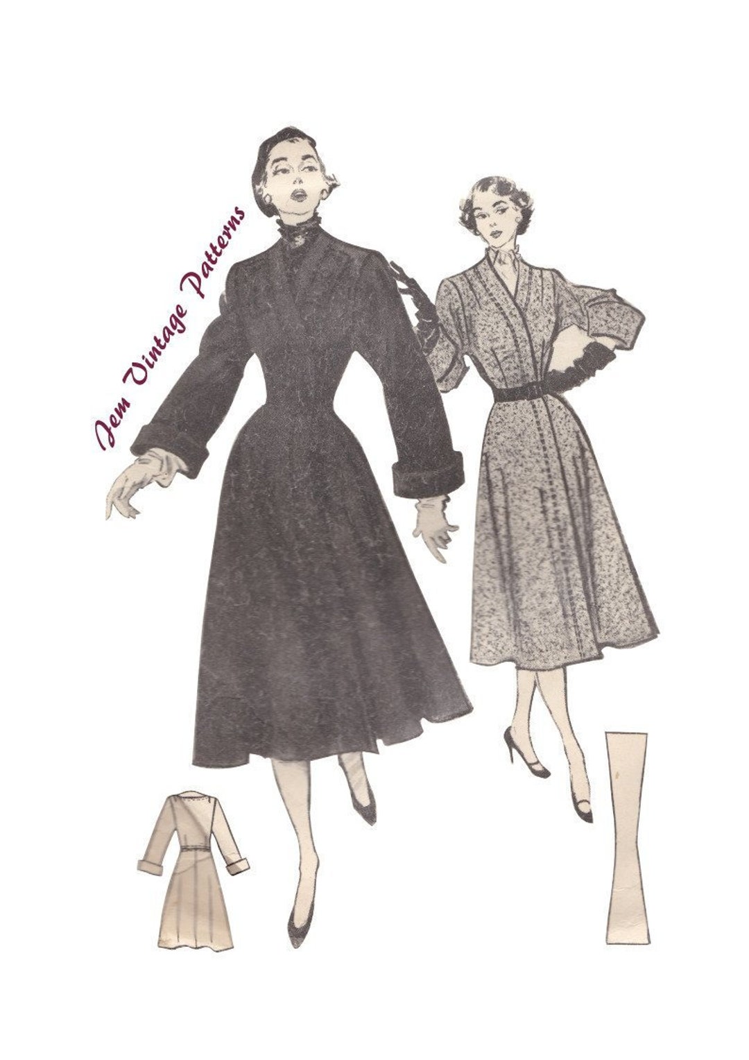 1950s Fitted Swing Coat Sewing Pattern: Vintage Outerwear (PDF Pattern ...
