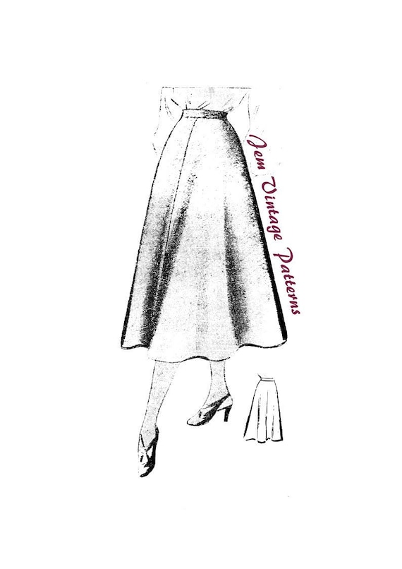 1940s skirt - vintage sewing pattern - 40s - panel skirt - pdf digital download
