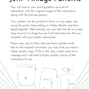 May include: A vintage sewing pattern for a skirt. The pattern includes instructions for cutting and sewing the skirt. The pattern is printed on white paper with black lines. The pattern is for a skirt with a front and back panel, a facing, and a waistband.