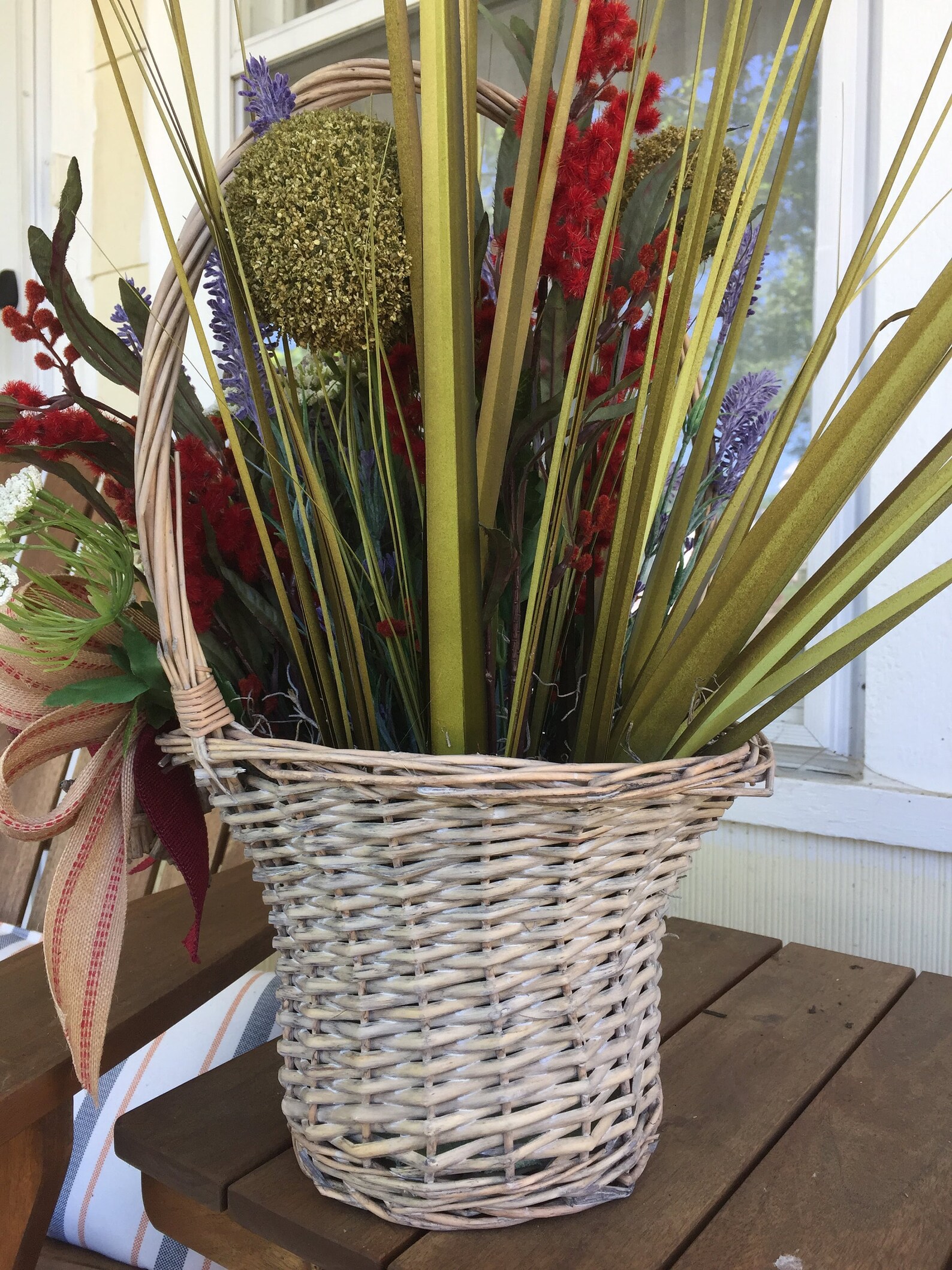 Wicker Basket Flower Arrangement Centerpiece Custom Etsy
