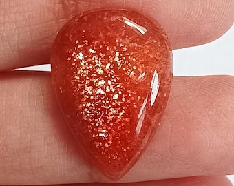 Oranger Sonnenstein Cabochon: Tropfen Edelstein für Schmuck, Kristallheilung