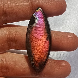 Purple Fire Labradorite Cabochon: Marquise Gemstone for Jewelry Making