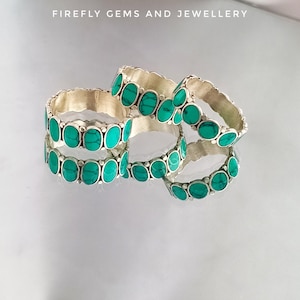 Turquoise Silver Band Ring: Handmade Minimalist Gemstone Jewelry