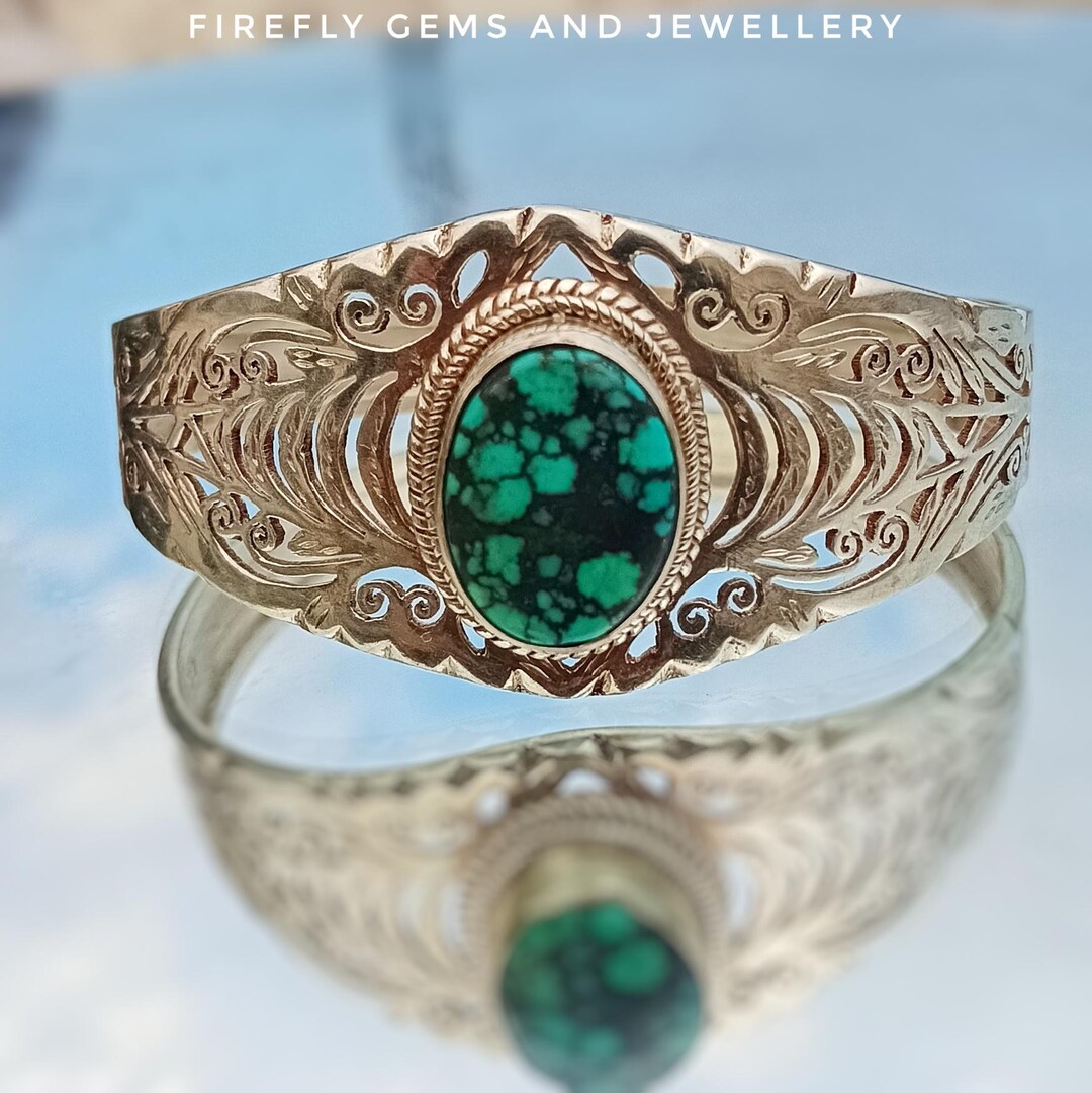 ヴィンテージ スパイダーウェブ ターコイズ カフブレスレット