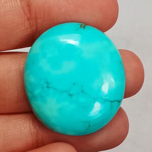 Blue Turquoise Cabochon: Polished Oval Gemstone (28x25x7.2mm, 41 Carat)