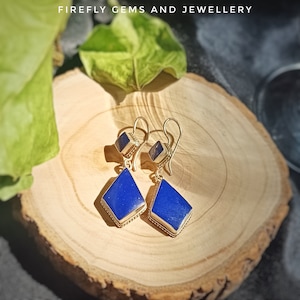 Handgefertigte Lapis Lazuli Sterlingsilber Ohrringe: Einzigartiges Design