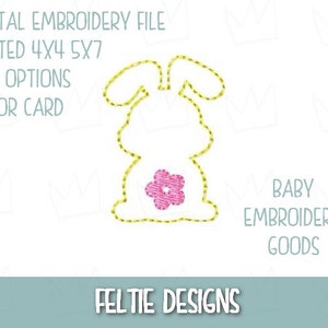 Bunny feltie 2 sizes Flower rabbit feltie file  Machine Embroidery Design Feltie Design Feltie Pattern Feltie File