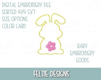 Bunny feltie 2 sizes Flower rabbit feltie file  Machine Embroidery Design Feltie Design Feltie Pattern Feltie File