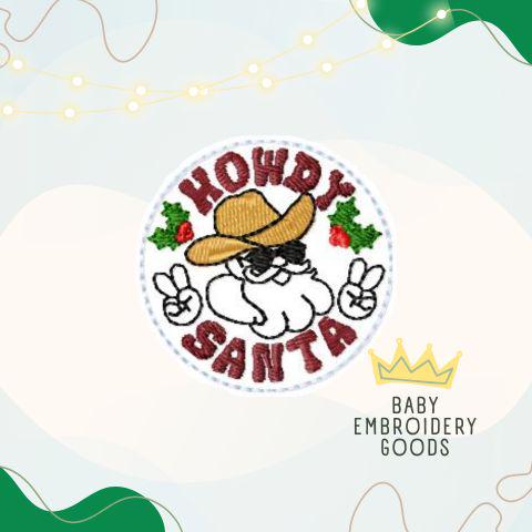 Howdy Santa 2 size Feltie File Machine Embroidery Design Pattern Feltie File
