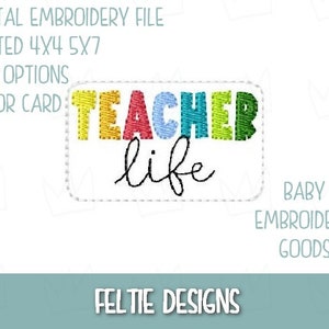 Teacher life Feltie Design 2 sizes Machine Embroidery Design Feltie Designs Feltie Pattern Feltie File