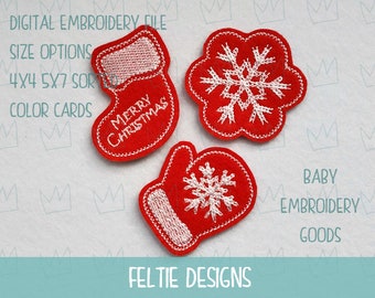Christmas Feltie 3 design Christmas Stocking Feltie File Machine Embroidery Design Feltie Designs Feltie Pattern Feltie File