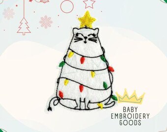 Christmas lights Cat Feltie 2 sizes Christmas Feltie File  Machine Embroidery Design Feltie Designs Feltie Pattern Feltie File