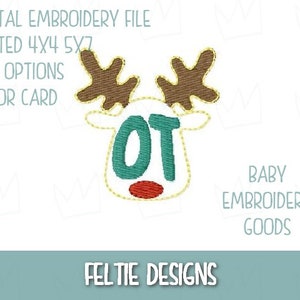 OT Nurse Reindeer Feltie Design 2 sizes Machine Embroidery Design Feltie Designs Feltie Pattern Feltie File
