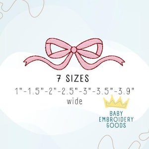 Ribbon Bow Embroidery Design 7 sizes, Machine Embroidery File