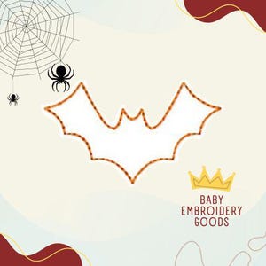 Bat halloween 2 sizes feltie Machine embroidery design