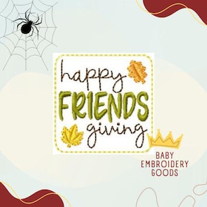 Happy friends giving feltie halloween 2 sizes feltie file Machine embroidery design Feltie designs Feltie pattern Feltie file