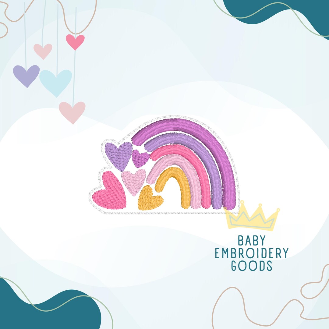 Rainbow Heart 2 Sizes Feltie Machine Embroidery Design - Etsy