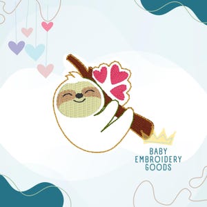 Sloth hearts 2 sizes feltie file Machine Embroidery Design