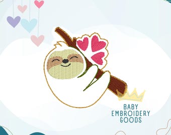 Archivo de fieltro de dos tamaños con corazones de perezoso, diseño de bordado a máquina