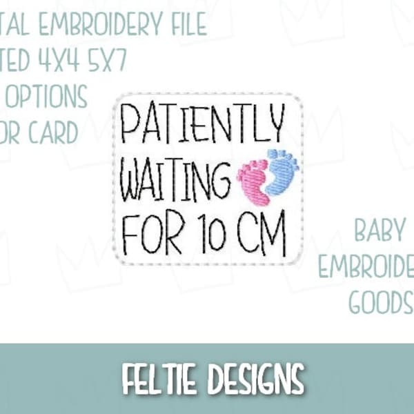 Patiently waiting for 10 cm 2 size Feltie File Machine Embroidery Design Pattern Feltie File