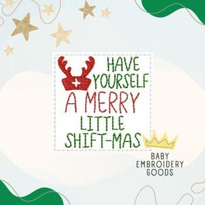 Christmas MERRY little shift-mas 2 size Feltie File Machine Embroidery Design Pattern Feltie File