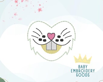 Bunny Heart Feltie Machine Embroidery Design (Digital Download)