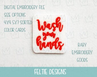 Wash your hands feltie File 3 sizes Machine Embroidery Design Feltie Designs Feltie Pattern Feltie File