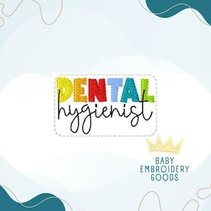Lima de feltro para higienista dental, 2 tamanhos, design de bordado à máquina, desenhos de feltro, padrão de feltro, lima de feltro